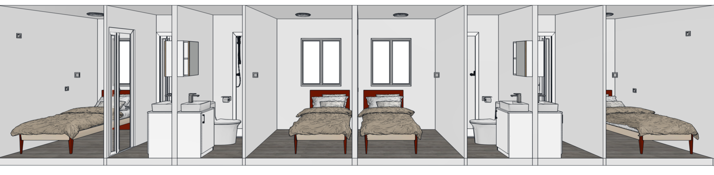 40ft Container Home – Four Bedrooms with Bathrooms