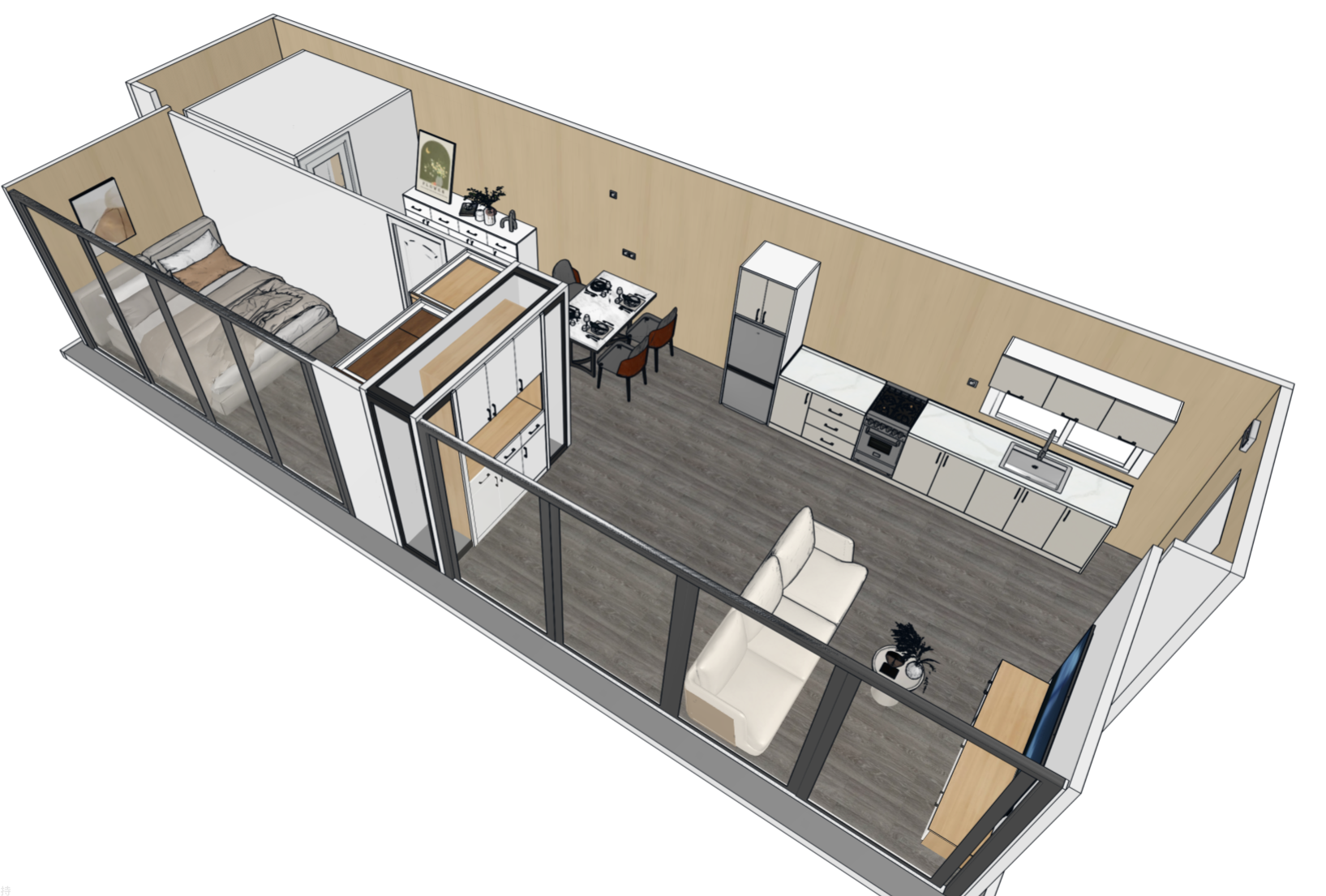 40ft Containerised Slide Out Home - With Infinity Glass Frontage